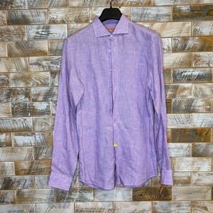 Saryans Arthur Purple Linen Button Down Shirt.  Size XL.  Made in Italy